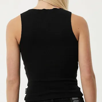 Photo of Afends Womens Peony - THC Essentials - Hemp Ribbed High Neck Tank - Black