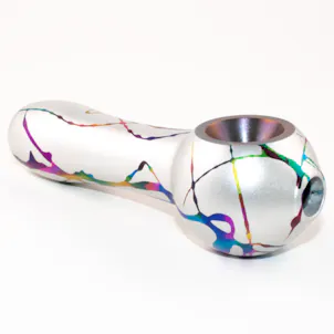 Photo of Smoking Pipe Silver with Rainbow Splash Matte Finish
