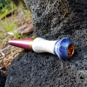 Photo of Hybrid Lava Tube w/Ceramic and Purpleheart Wood and Gold Bowl