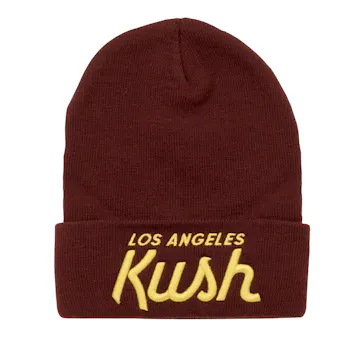 Photo of Burgundy Beanie w/ Gold Signature