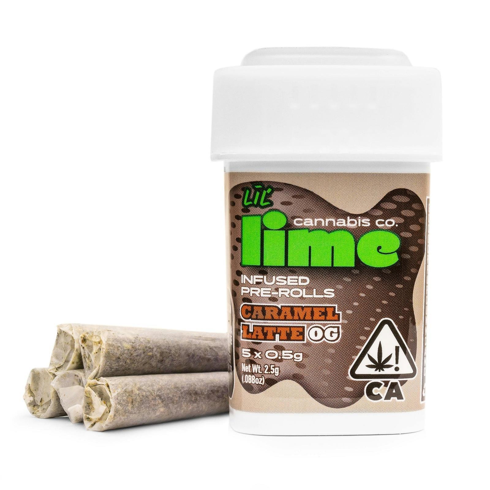 Lime Infused Lil Limes 5g X 5 Mini Pre Rolls Caramel Latte Og