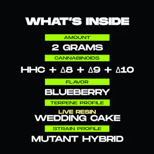 Photo of 2 Gram Live Resin Disposable Vape: Wedding Cake (HHC, D8, D9, D10)