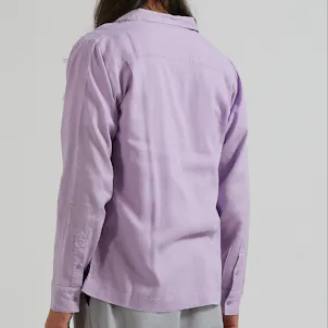 Photo of Afends Mens Critical - THC Essentials - Hemp Cuban Long Sleeve Shirt - Orchid