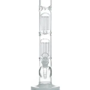 Photo of 16" Double Tree Perc Straight Tube with Jade White Accents