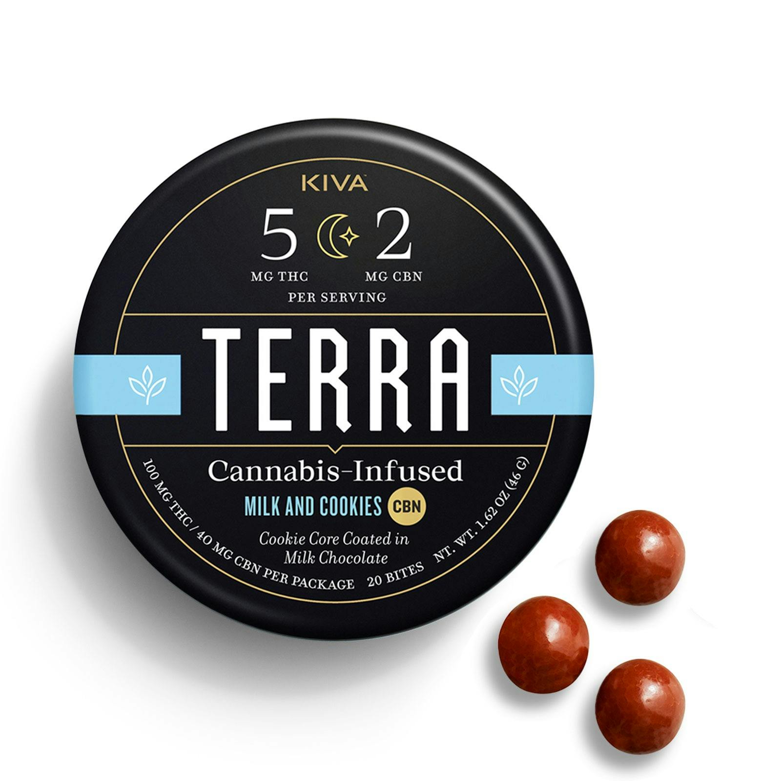 Terra: 5mg : 2mg CBN Terra 'Milk and Cookies' Milk Chocolate Bites ...