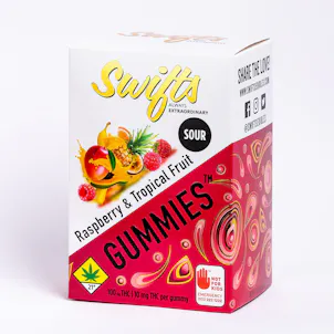 Photo of Raspberry and Tropical Fruit Gummies (THC) 100mg 10-pack