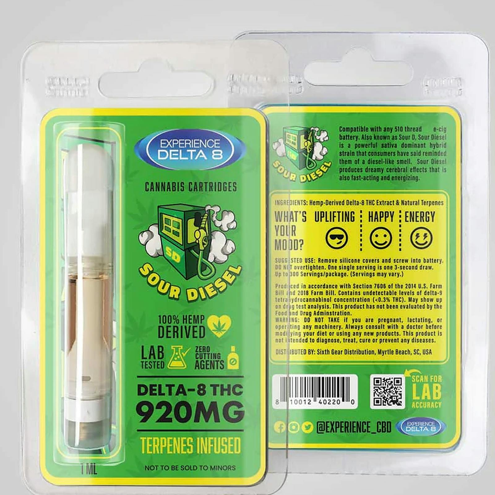 Experience CBD Sour Diesel Delta 8 THC Vape Cartridges (920mg) Leafly