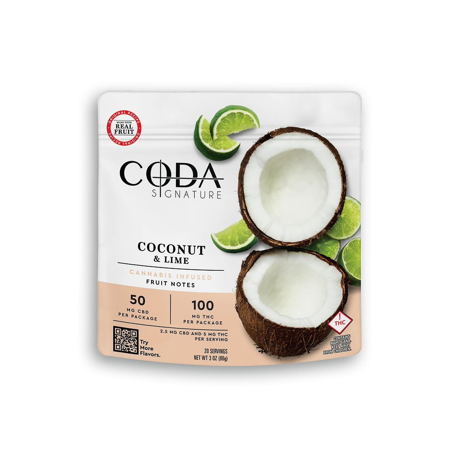 Coda Signature Coconut & Lime Fruit Notes 50mg CBD100mg THC Leafly