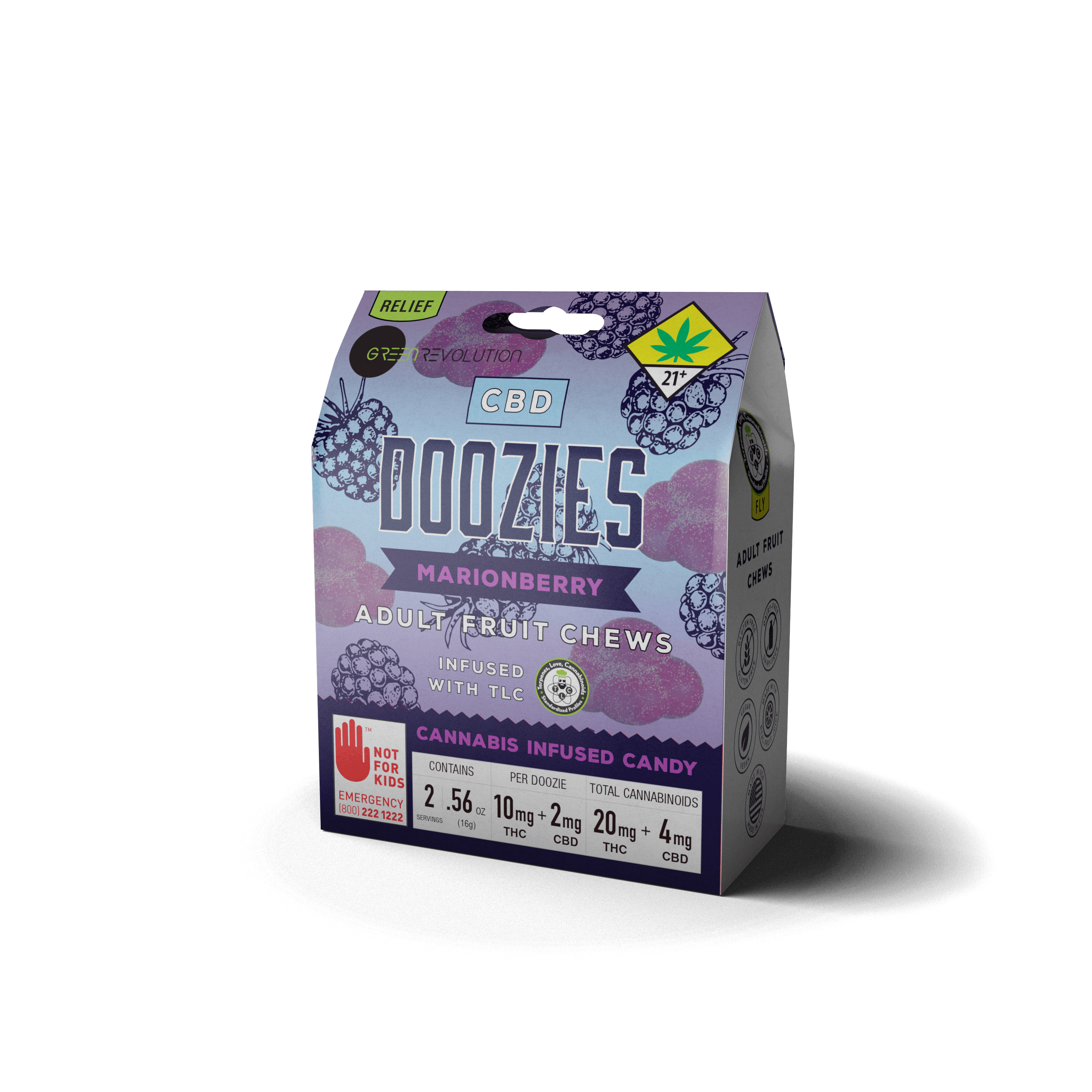 Green Revolution Marionberry (Fly) Doozies 120mg 10pack Leafly