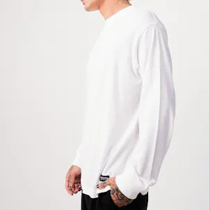 Photo of Afends Mens Essential - THC Essential - Hemp Retro Long Sleeve T-Shirt - White