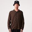 Product image for Afends Mens Critical - THC Essentials - Hemp Cuban Long Sleeve Shirt - Coffee