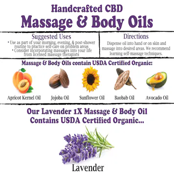 Photo of 4oz Lavender 1X Massage & Body Oil (500mg CBD)