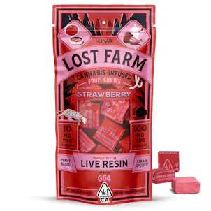 Photo of 10mg Lost Farm 'GG4 x Strawberry' Live Resin Chews 100mg THC total