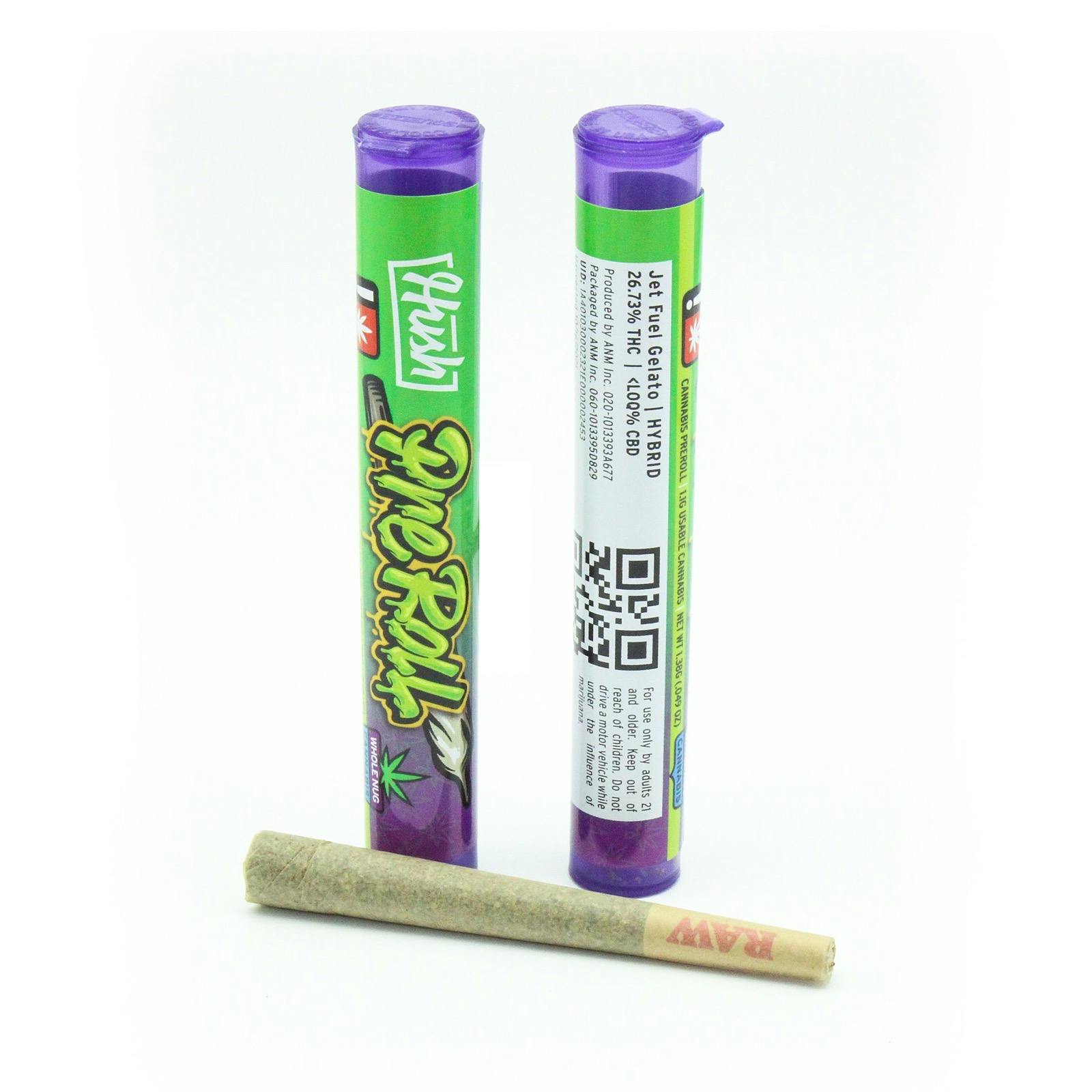 HUSH Jet Fuel Gelato PreRoll 1.10g Hybrid 26.73 Leafly