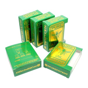 Photo of 25 Green Gold Pure Potent Oil Tip Wax Display Packaging EMPTY Boxes by Shatter Labels VB-037