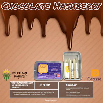 Photo of Chocolate Hashberry Solventless Ice Hash Infused PreRoll 2g 4 Pack