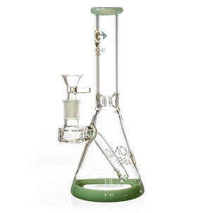 Photo of 10" Beaker Bong w/ colored lip and base + built-in stem, by Diamond Glass