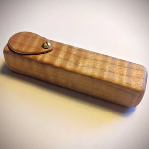 Photo of CURLY MAPLE Wooden Smoking Travel Pipe w/ optional Bowl Cover - Handmade