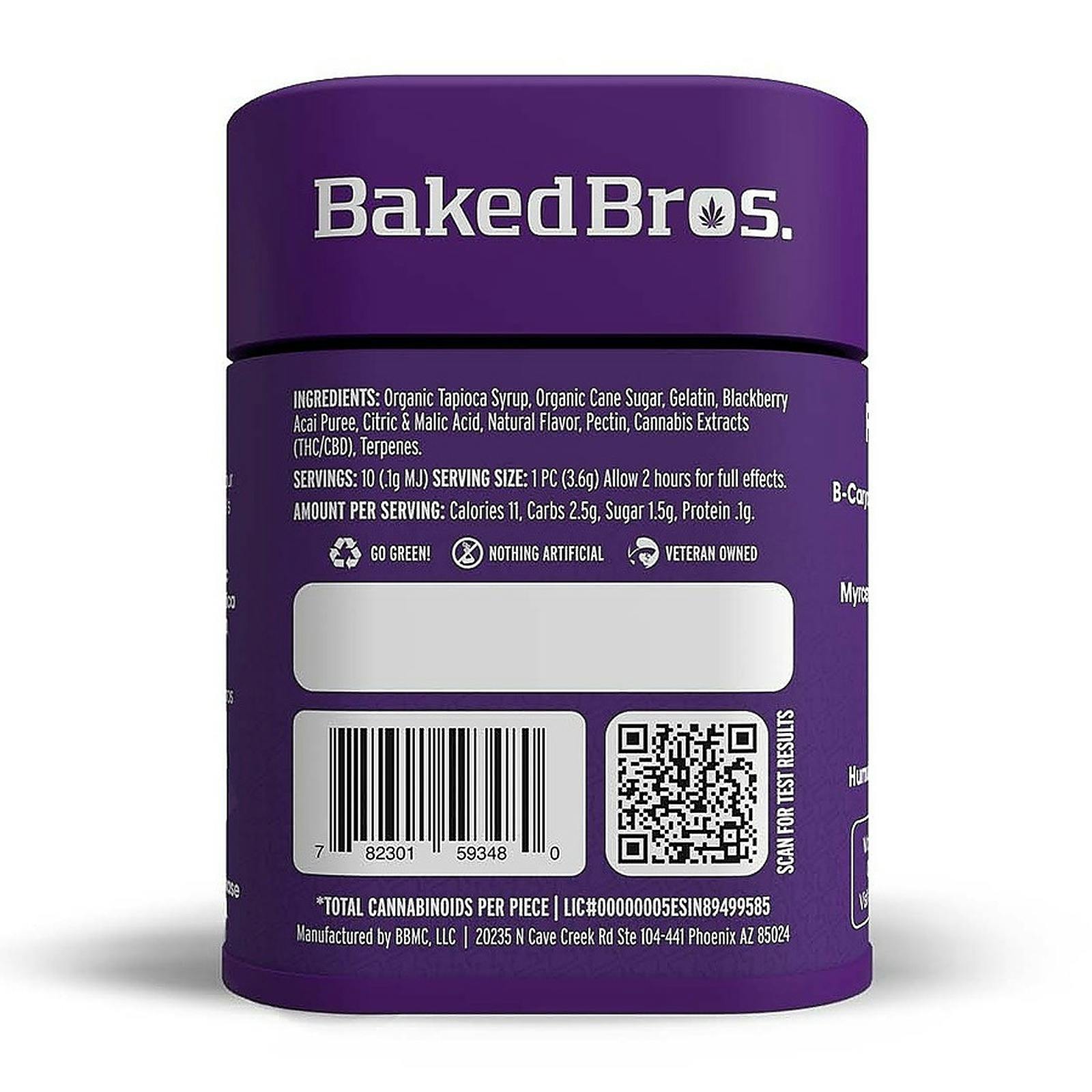 Baked Bros™ Baked Bros Sleepy 100mgTHC 200mgCBD Blackberry Acai
