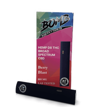 Photo of BOMB Berry Blast Live Resin Hemp D-8-THC Disposable Vaporizer