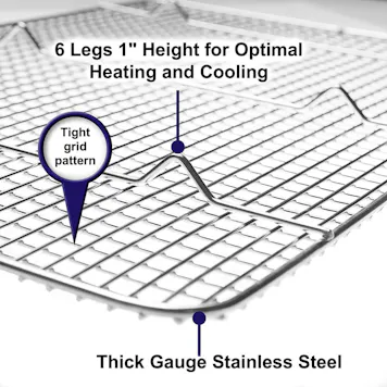 Photo of 100% Stainless Steel Wire Cooling and Roasting Rack Fits Small Quarter Sheet Size Baking Pan