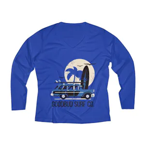 Photo of Women’s V-neck Goodbud Surf Vintage Long Sleeve Shirt