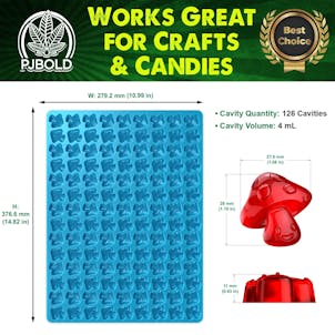 Photo of Mushroom Silicone Mold, 4mL, 126 Cavity, Half Sheet, Blue