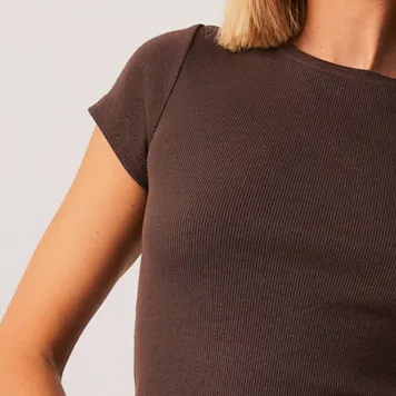 Photo of Afends Womens Faith - THC Essentials - Hemp Ribbed T-Shirt - Coffee