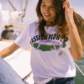 Photo of PASSION FLOWER, CALIFORNIA WAVE, UNISEX CREW NECK TEE