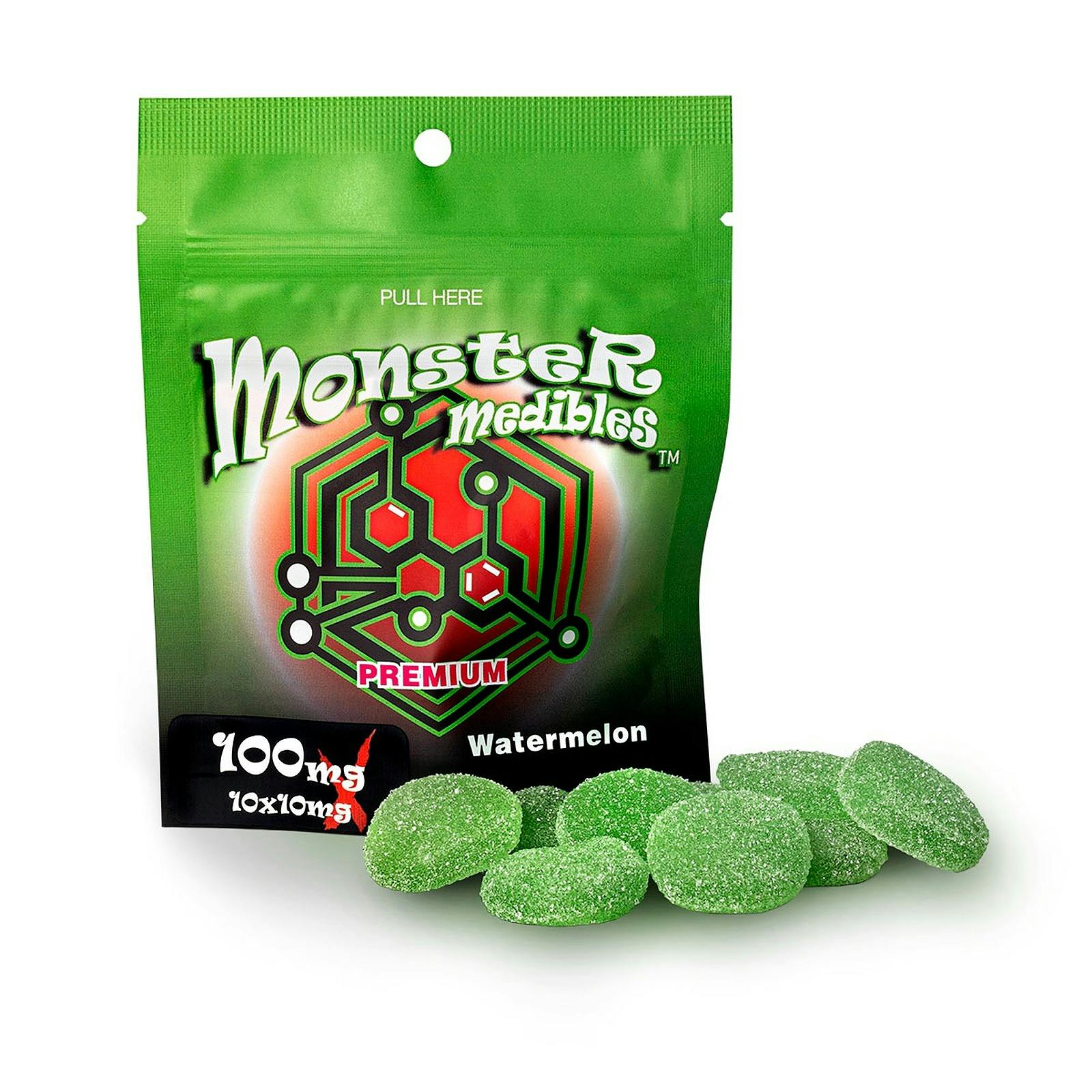 Monster Xtracts Watermelon Gummies 10x10mg Gummies Leafly