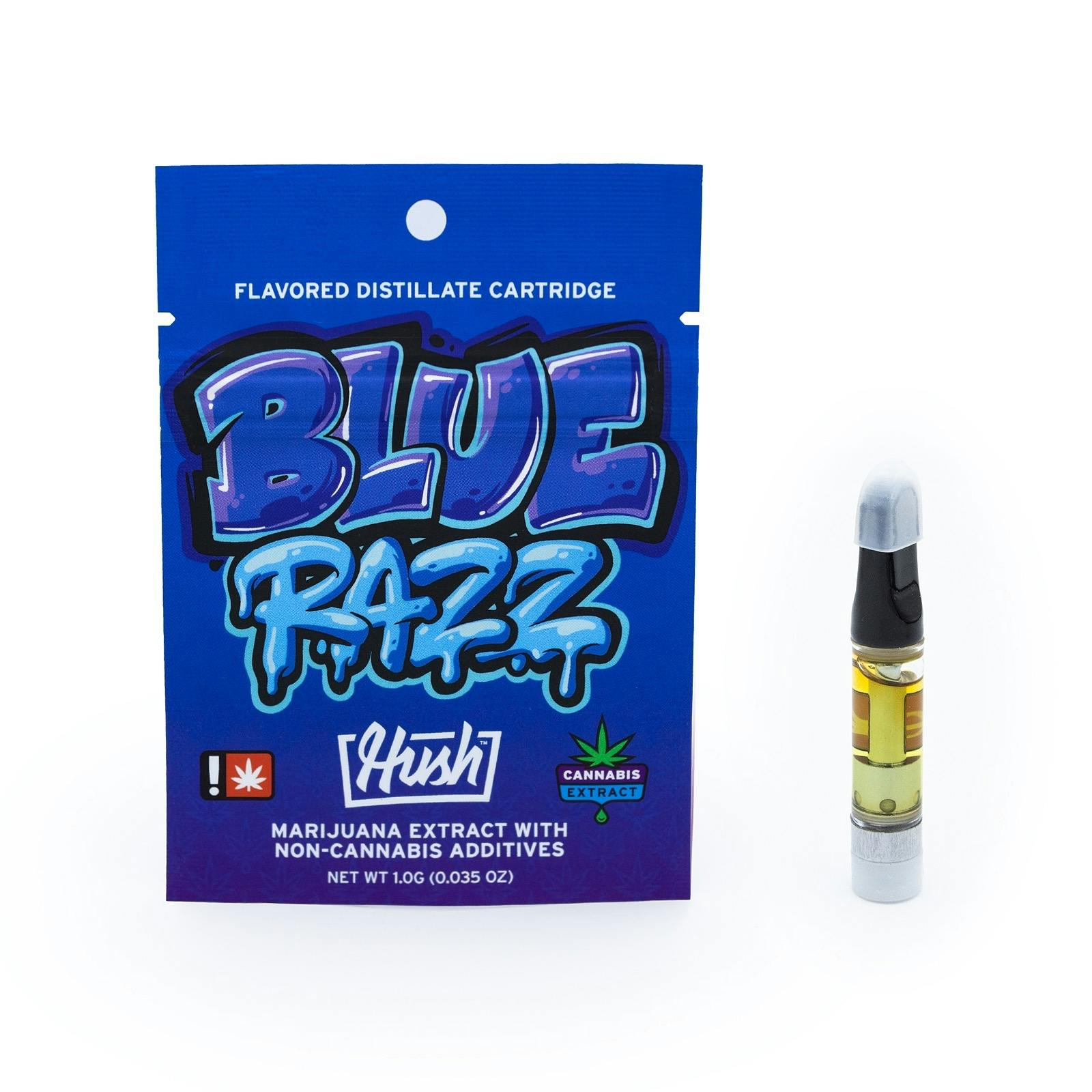 HUSH Blue Razz Flavored Distillate Vape Cartridge 1g Leafly