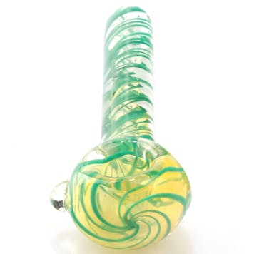 Photo of 4.3"Turquoise Spiral Inside Out Glass Pipe w/ Clear Marble