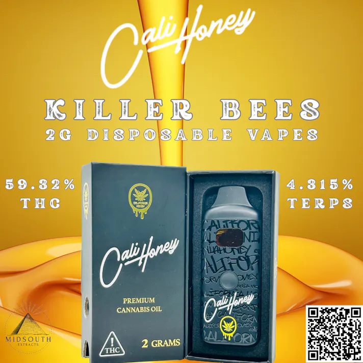 MidSouth Extracts: Killer Bees - California Honey - Full Spectrum - Disposable  Vape 2g