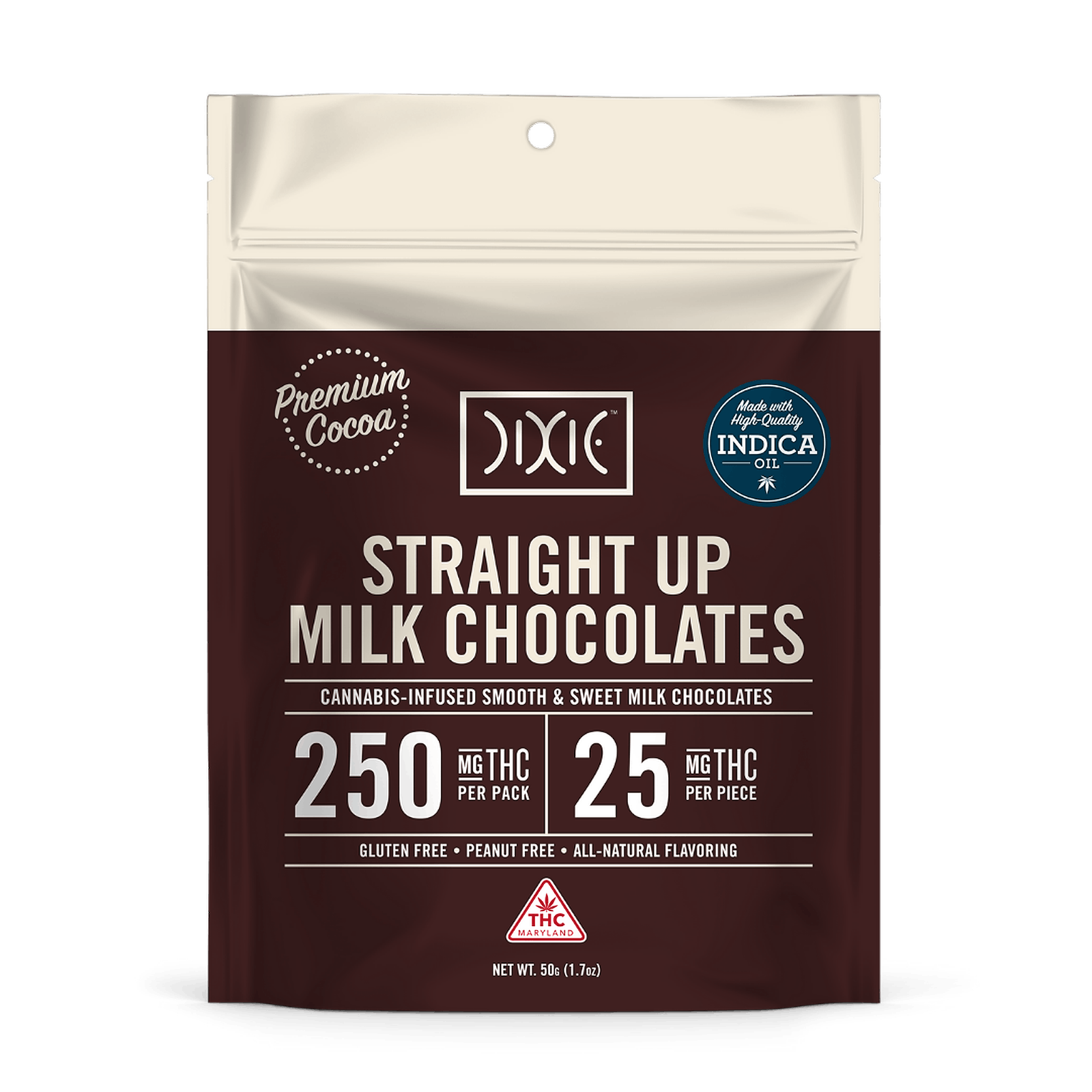 Curio Wellness Dixie Straight Up Milk Chocolate Indica 250mg Leafly