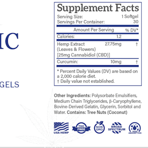 Photo of The Organic Leaf - Broad Spectrum Everyday CBD with Curcumin 25mg Softgels