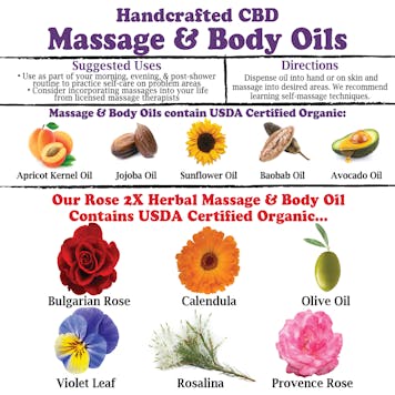 Photo of 1oz Rose Herbal 2X Massage & Body Oil (250mg CBD)