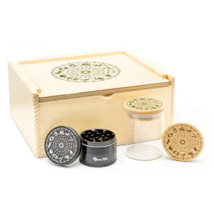 Photo of Wood Stash Box Set w/Grinder, Tray & Jar