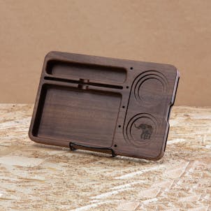 Photo of Jay Mill- Black Walnut Wood Joint Rolling Tray, Rolling Paper Storage, Grinder & Storage Jar Base