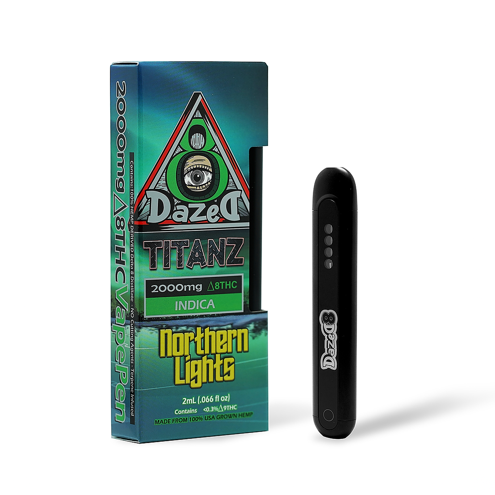 DazeD8: Northern Lights Titanz Delta 8-THC Disposable Vape 2g | Leafly