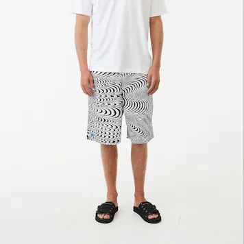 Photo of Afends Mens Broccoli - Hemp Elastic Waist Shorts - Black