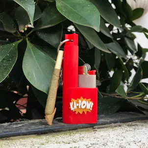 Photo of Terrapin Mini Lighter and Joint Holder + Keychain, "Ka-Pow" Red and Gold *Customizable