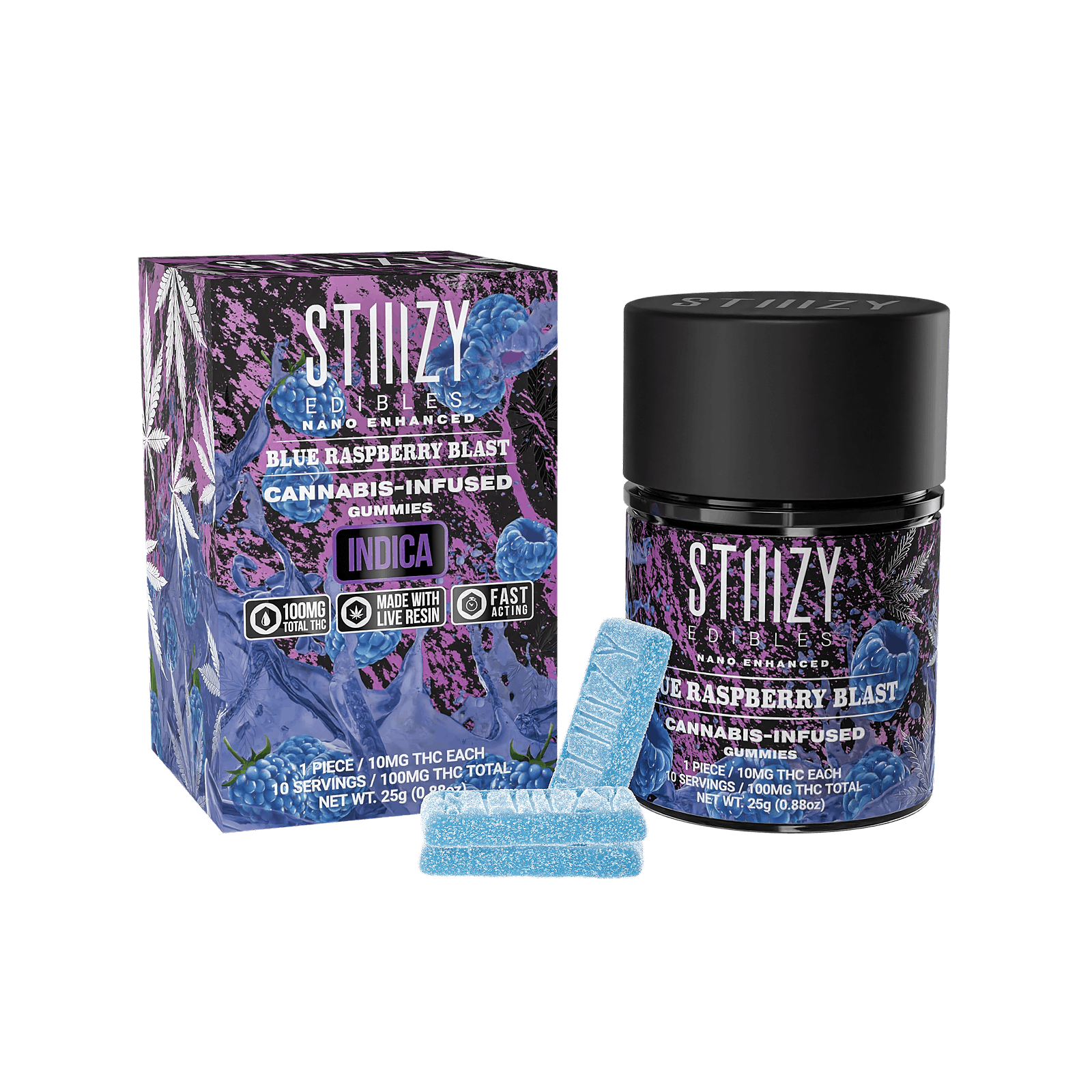 STIIIZY: BLUE RASPBERRY BLAST STIIIZY EDIBLES - 100MG GUMMIES | Leafly