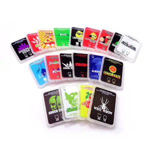 Photo of 25 Assorted Strain Slim Shatter Packs Wax Concentrate Packaging Purple Kush OG Blue Dream Lemon & Mo