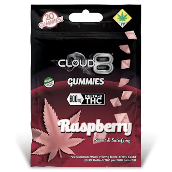 Photo of Cloud 8 - Delta 8 Gummies 20PK - 600MG (30MG / Gummy) - Raspberry
