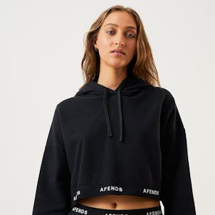 Photo of Afends Womens Homebase - THC Essentials - Hemp Cropped Hoodie - Black