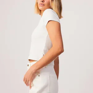 Photo of Afends Womens Faith - THC Essentials - Hemp Ribbed T-Shirt - Off White