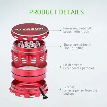 Photo of VIVOSUN 2.5" 4 Pieces Herb Grinder Aluminium Spice Grinder for Kitchen