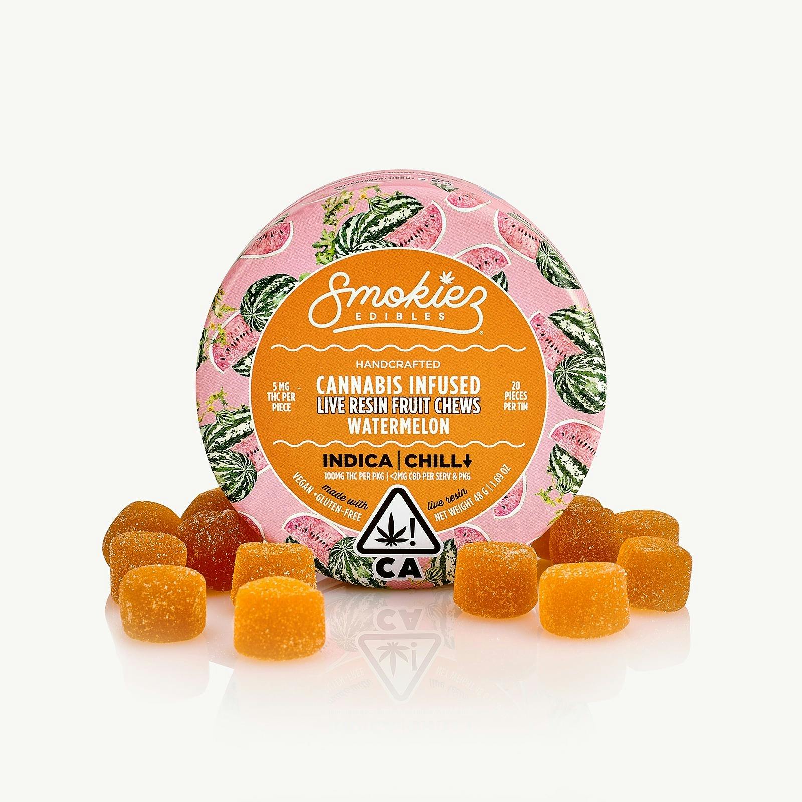Smokiez Edibles Watermelon Indica 100mg THC Live Resin Fruit Chews