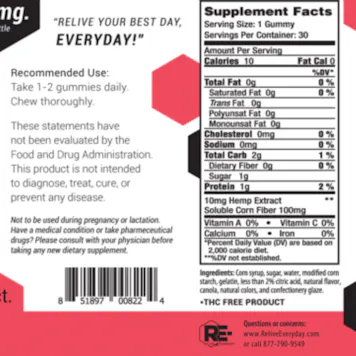 Photo of RE-ASSURE 10mg Hemp Extract Gummies - Watermelon Flavor - 30ct