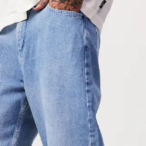 Photo of Afends Mens Pablo - THC Essentials - Hemp Denim Baggy Jeans - Worn Blue